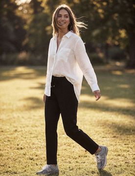 Pantaloni sigaretta in maglia con viscosa - nero