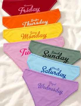Piezas Bragas de bikini de talla grande para mujer, con estampado colorido de días de la semana, transpirables y cómodas, de cintura media, ropa int - Shein - FashionsVida