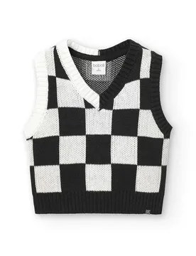 Boboli Gilet Knitwear Check Black 7 Années Fille