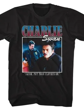 American Classics The Twilight Saga Charlie Swan Adult Black Short Sleeve T Shirt Vampire Movies Graphic Tees - Aliexpress - FashionsVida