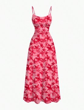 Vestido casual de tirantes con estampado floral para adolescentes de vacaciones