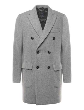 Cappotto Doppiopetto In Jersey Di Lana