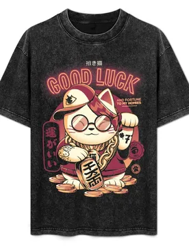Lucky Cat T-Shirt Odor Resistant Short Sleeve Top - Aliexpress - FashionsVida
