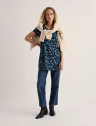 Cotton Rich Floral Relaxed Tunic Navy Mix female