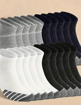 Pares de calcetines cortos transpirables y resistentes al olor para hombres, cómodos para uso diario y al aire libre, adecuados para todas las estaci - Shein - FashionsVida