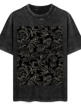 Hidden Dinosaurs - Elegant Floral Pattern - Black and Gold T-Shirt Lightweight Sport Basic T-Shirt - Aliexpress - FashionsVida