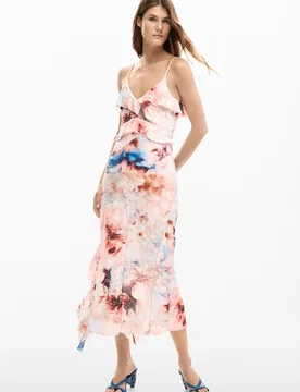 Robe fleurs volants RED S female - Desigual - FashionsVida