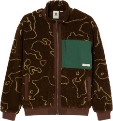Polaire zippée en sherpa - Oak Sherpa Jacket Java Lines - Taille XL - Marron