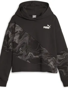 Power Cat Marbleized Mädchen Kapuzensweater, schwarz 140