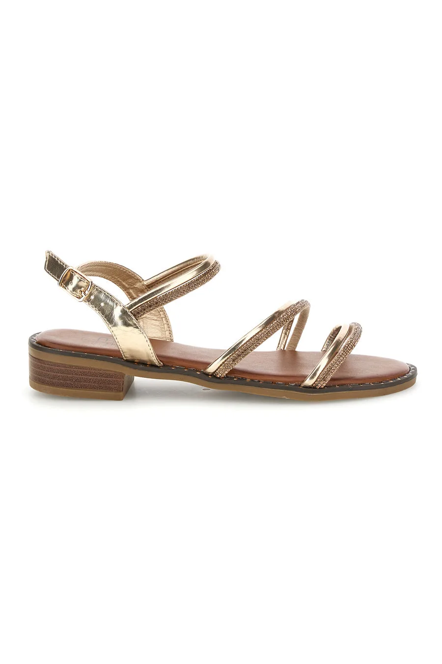 Sandali oro con cinturino e fasce sottili PREA123 36 - MON DIEU - FashionsVida
