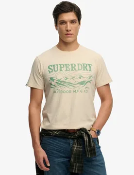 Superdry Herren Retro Outdoor T-shirt in Lockerer Passform Cream - Größe: Xxl - 39.99 - FashionsVida