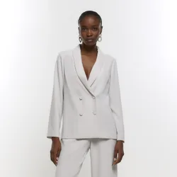 Womens Blazer Grey Button Up - Size 12 Uk