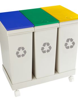 Mülltrennsystem "Genial", 3 Fächer je 20 l mehrfarbig