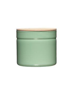 Emaille Vorratsdose mit Eschenholz-Deckel Truehomewear 12cm 1390ml grün baby
