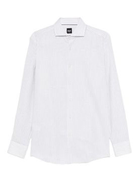 Camicia a righe bianche e grigie