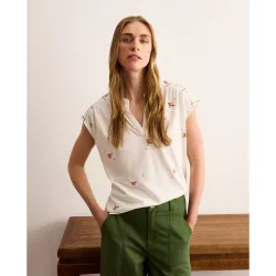 Camiseta de mujer con bordado mini flor