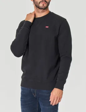 Felpa Levi's nera girocollo con logo batwing piccolo ricamato sul petto - Levis - FashionsVida