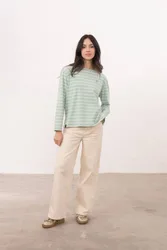 Causeway Breton Long-Sleeved Top - Pale Green - Size: 20