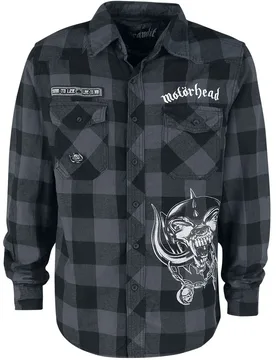 Langarmhemd - Brandit Bastards - Checkshirt - S bis 5XL - für Männer - Größe 4XL - schwarz/grau - Lizenziertes Merchandise! - Männer - male - Motörhead - FashionsVida