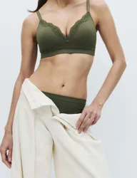 Jasmine Lace Seamfree Non Wired Plunge Bra (A-E) Khaki female