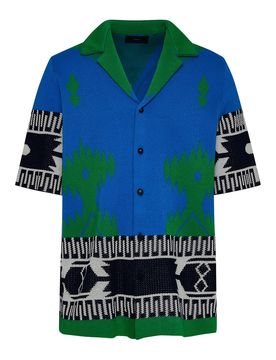 Camicia in cotone verde e blu