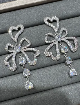 Cubic zirconia earrings for women shiny jewelry for dinner party bowknot dangling earrings white green cute jewelry gift - Aliexpress - FashionsVida
