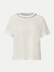 T-Shirt mit Akzentkragen Weiß 38