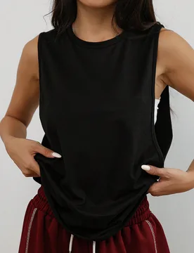 Pieza Sudadera con capucha holgada y casual de unicolor sin mangas, cómoda para uso diario, correr, gimnasio y deportes, negro para primavera/verano - Shein - FashionsVida