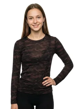T-shirt à Manches Longues Fine Lace Aop Slim Fit R T Dk Port Red Lace Wave 2XS