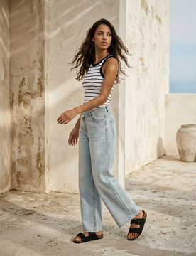 Top in cotone a righe - multicolor