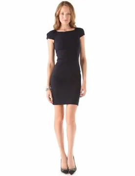 DVF little black boatneck pencil dress - Diane von Furstenberg - FashionsVida