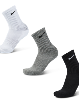 Everyday Cushioned Crew 3 Pack Unisex Socken - Weiß - Größe 34 - 38 White 34 - 38