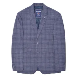 Mens Bradley Checked Blazer (Slate) - Blue - Size 47 Inch