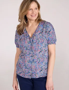 Women's 'Cannes' Lightweight Breathable Anti-Pill Button Through V-Neck Top Size: 12 - Multicolor - Size: 12 - Mountain Warehouse - FashionsVida