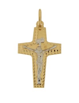 Ciondolo Croce Oro Giallo Bianco GL101310