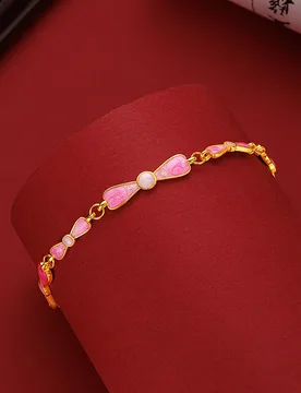 Luxury Pink Enamel Bow Bracelet for Women Niche Design Sense Light Jewelry Gift - Aliexpress - FashionsVida