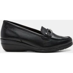 Mocasín cuña en piel negra
