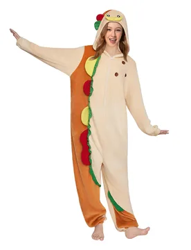 Taco Pajamas Food Onesie Plush Warm Home One Piece For Adult Unisex Halloween Christmas Costume - S - OLAOLA - FashionsVida