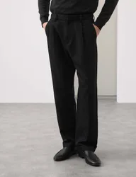 Relaxed Fit Cotton Linen Blend Trousers Black male