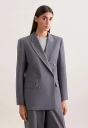 Zweireihiger Blazer mit Pattentaschen aus einer Wollmischung Grau 38