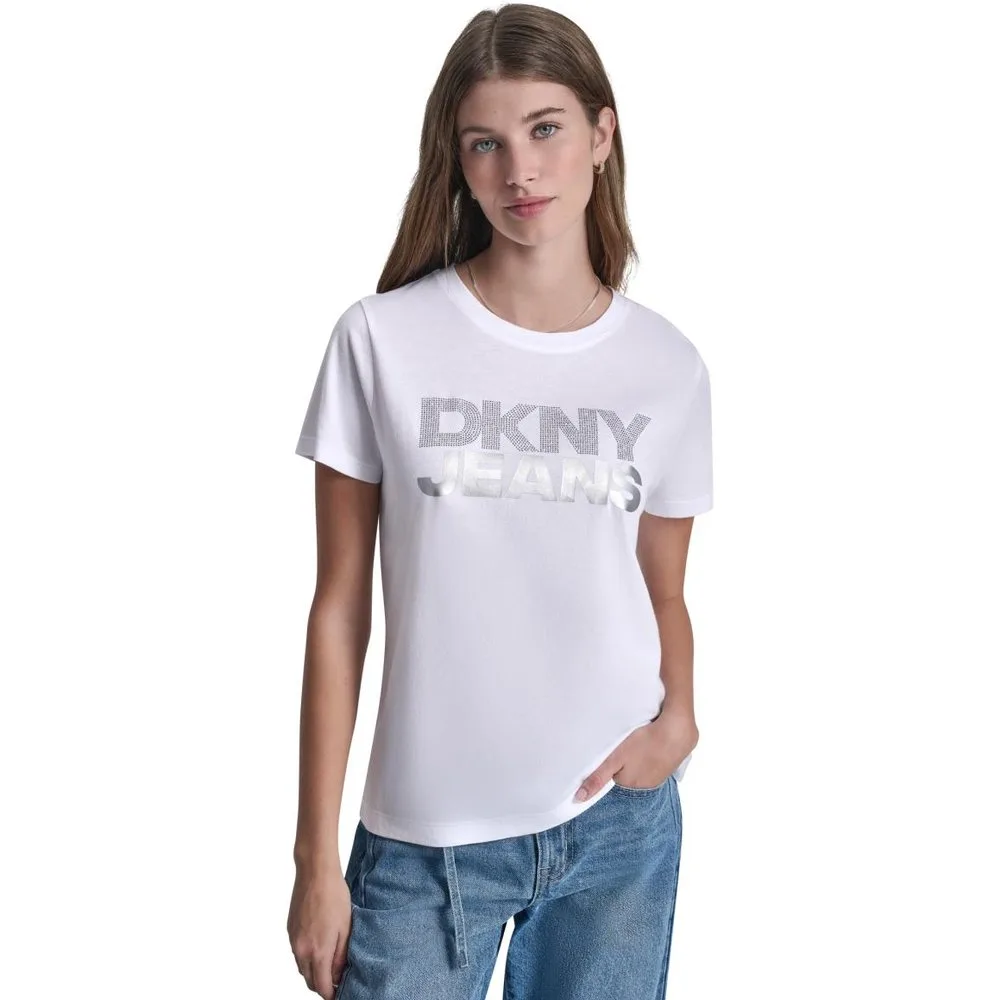 Camiseta de mujer de algodón con logo - DKNY Jeans - FashionsVida
