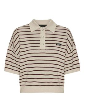 Polo a righe con patch con logo