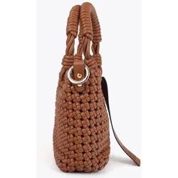 Bandolera de mujer trenzada con nudos y asa ajustable