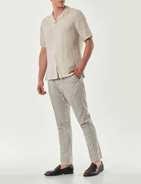 Pantalaccio in fantasia bastoncino panna e militare di misto lino e cotone - Alley Docks - FashionsVida