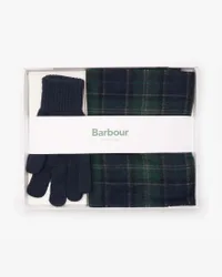 Cofanetto idea regalo composto da sciarpa tartan check blu e verde e guanto blu