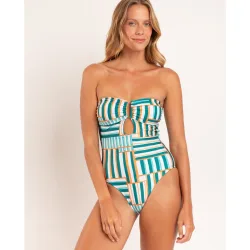 Bañador bandeau estampado con relleno