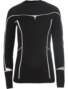 Lady crew neck long sleeves camiseta térmica manga larga mujer Negro (L)