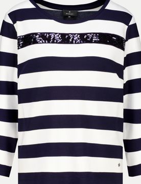 Gestreiftes Sweatshirt mit Pailletten Blau 40