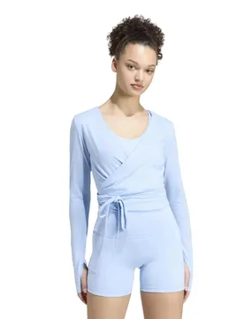 T-shirt à Manches Longues 3 Stripes Studio Soft Ballet Wrap Glow Blue / Earth Strata S - Adidas - FashionsVida