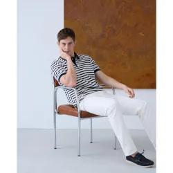 Polo de hombre maga corta pique fantasia rayas
